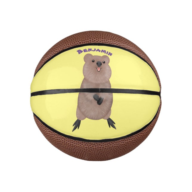Mini Balón De Baloncesto Feliz y lindo diseño de personalizados de quokka (Anverso)