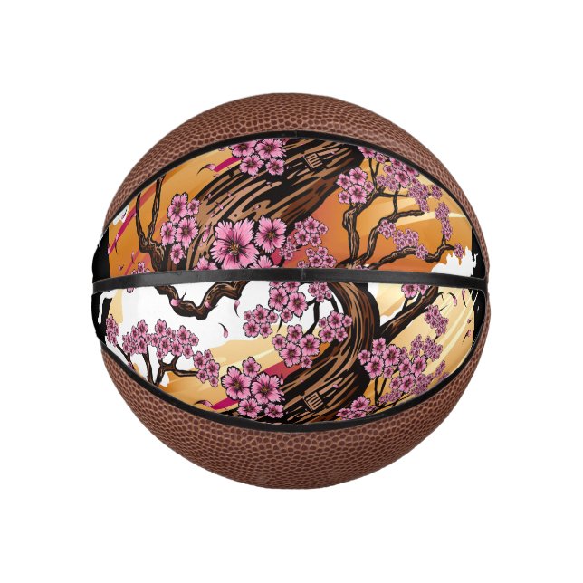 Mini Balón De Baloncesto Flor de cerezo salvaje (Anverso)