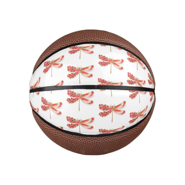 Mini Balón De Baloncesto Flor libélula con sakura de joyas (Anverso)
