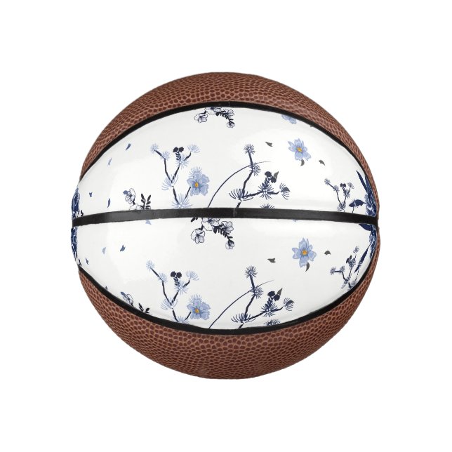 Mini Balón De Baloncesto Flores azules (Anverso)
