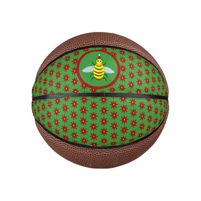 Mini Balón De Baloncesto Flores de abeja y de poinsettia para Navidades peq (Anverso)