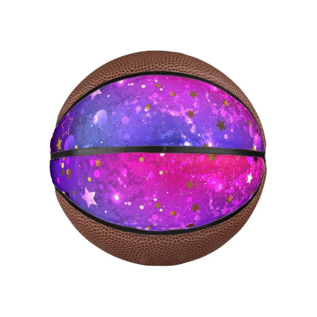 Mini Balón De Baloncesto Fondo azul rosa brillante (Anverso)