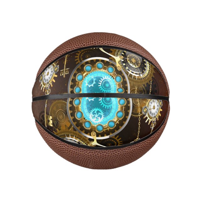 Mini Balón De Baloncesto Fondo de roscas de vapor con lentes turquesas (Anverso)