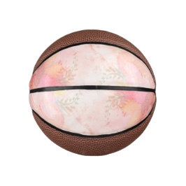 Mini Balón De Baloncesto Fondo floral rosa de color de agua