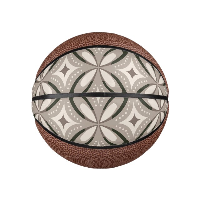 Mini Balón De Baloncesto Formas circulares retro beige y marrón (Anverso)