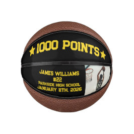 Mini Balón De Baloncesto Foto del jugador que alcanzó los 1000 puntos en su