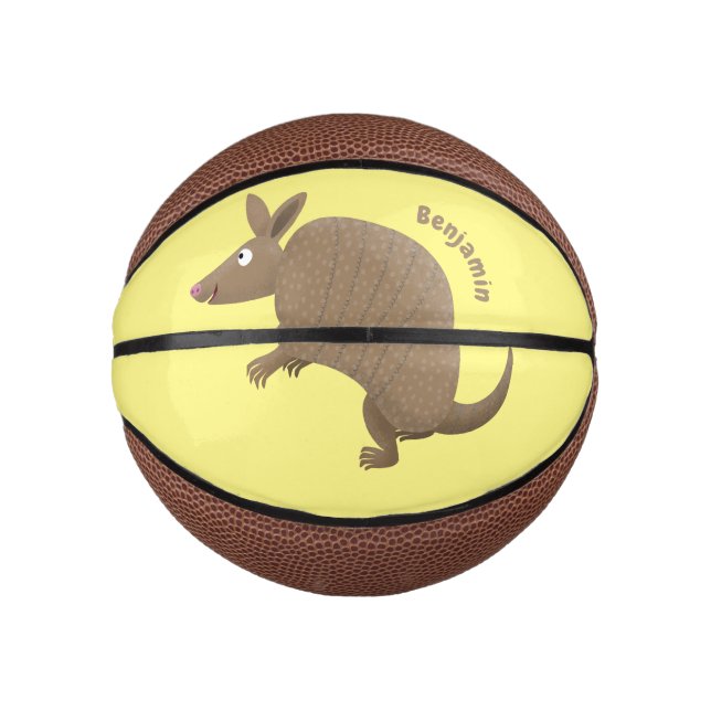 Mini Balón De Baloncesto Funny armadillo feliz personalizado ilustracion (Anverso)