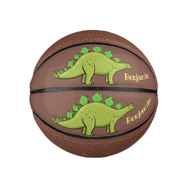 Mini Balón De Baloncesto Funny stegosaurus dinosaur personalizado (Anverso)