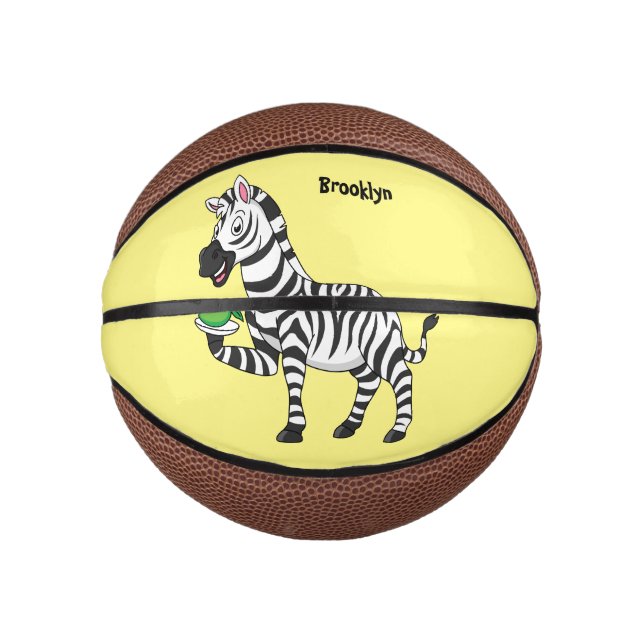Mini Balón De Baloncesto Funny zebra cartoon illustration (Anverso)