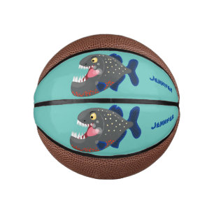 Mini Balón De Baloncesto Furioso ilustracion personalizado de piranha