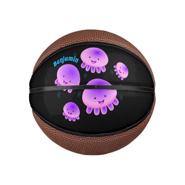 Mini Balón De Baloncesto Gallito rosa morado kawaii personalizado (Anverso)