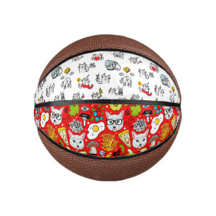 Mini Balón De Baloncesto Gatos divertidos, leche y magia.