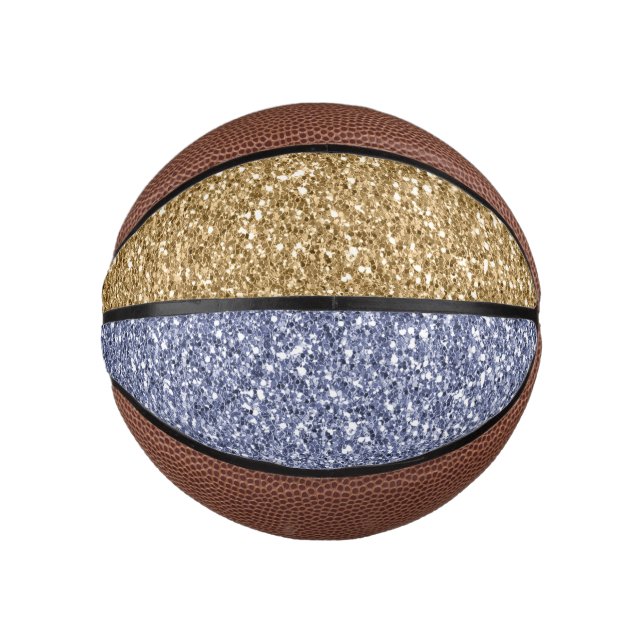 Mini Balón De Baloncesto Glitzy Girly Gold Purple Purpurina (Anverso)