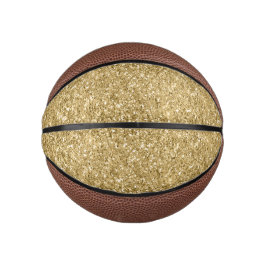 Mini Balón De Baloncesto Glitzy Gold Glam Purpurina Sparkle     