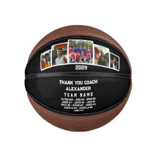 Mini Balón De Baloncesto Gracias entrenador, Personalizado 5 fotos y nombre