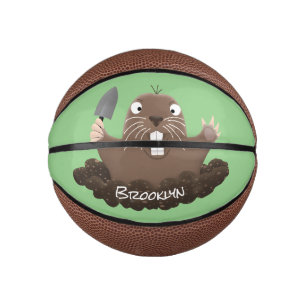 Mini Balón De Baloncesto Gracioso gopher digging personalizado ilustracion