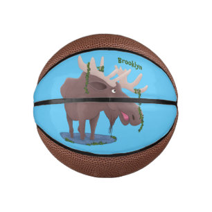 Mini Balón De Baloncesto Gracioso ilustracion personalizado de alce feliz