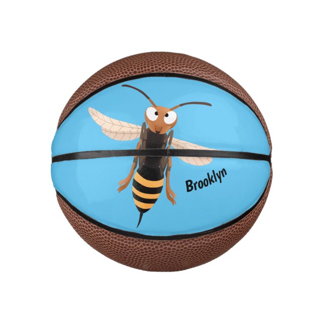 Mini Balón De Baloncesto Gracioso ilustracion personalizado de avispas de a (Anverso)