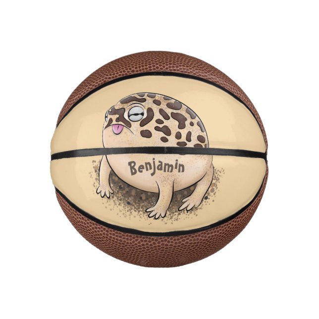 Mini Balón De Baloncesto Gracioso ilustracion personalizado de rana de lluv (Anverso)