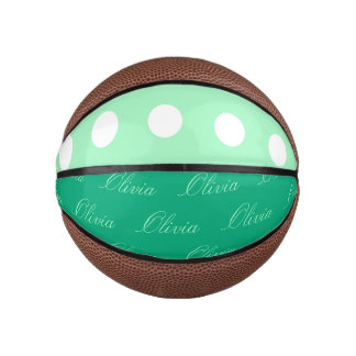 Mini Balón De Baloncesto Green Poka Dots