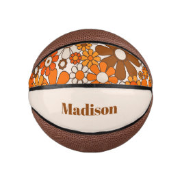 Mini Balón De Baloncesto Groovy Retro 70 personalizada por su floral