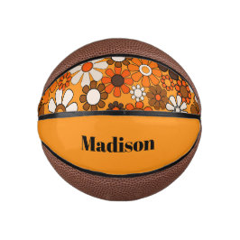 Mini Balón De Baloncesto Groovy Retro 70 personalizada por su floral