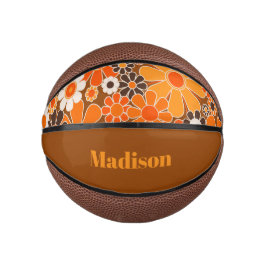 Mini Balón De Baloncesto Groovy Retro 70 personalizada por su floral
