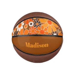 Mini Balón De Baloncesto Groovy Retro 70 personalizada por su floral