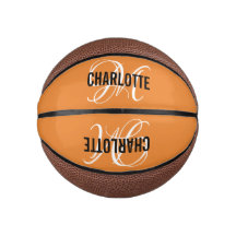 Guión naranja moderno monograma nombre baloncesto