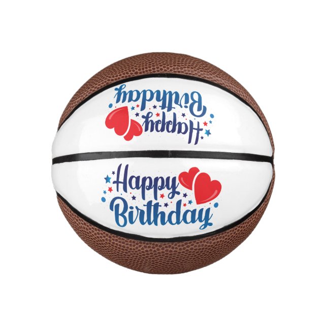 Mini Balón De Baloncesto happy birthday (Anverso)
