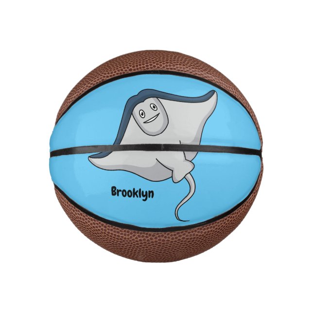 Mini Balón De Baloncesto Happy stingray fish cartoon illustration (Anverso)