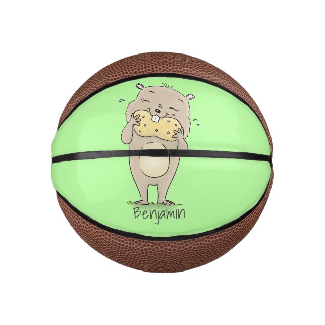 Mini Balón De Baloncesto Hermoso hámster sonriente lindo con personalizado  (Anverso)