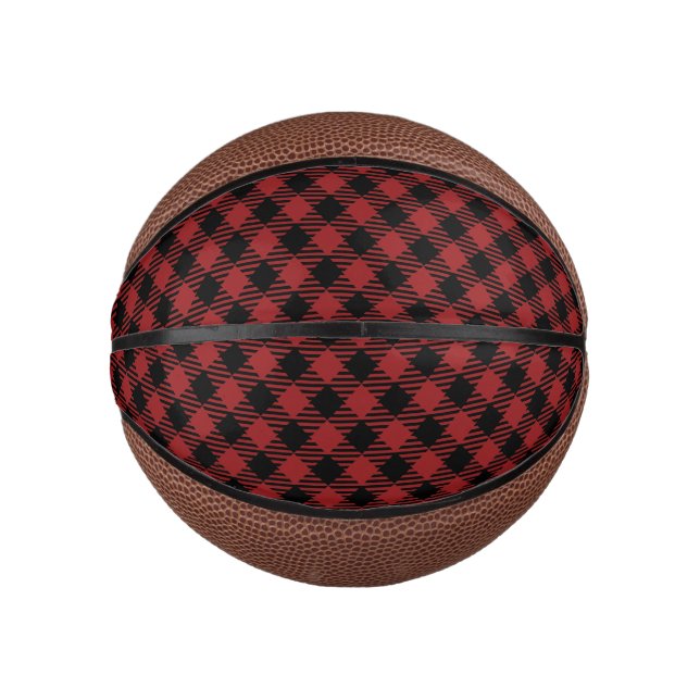 Mini Balón De Baloncesto Hermosos Navidades Red Buffalo Plaid (Anverso)