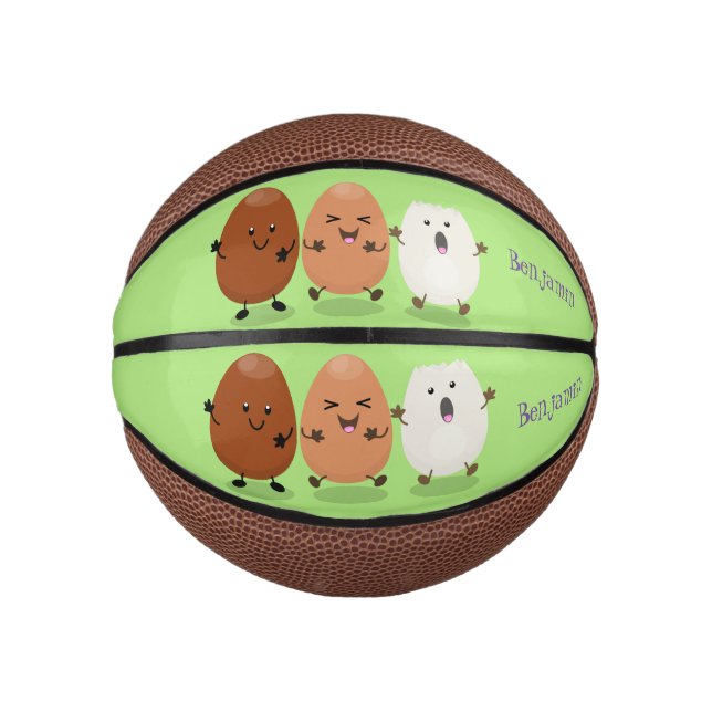 Mini Balón De Baloncesto Huevos kawaii lindo ilustracion personalizado dive (Anverso)