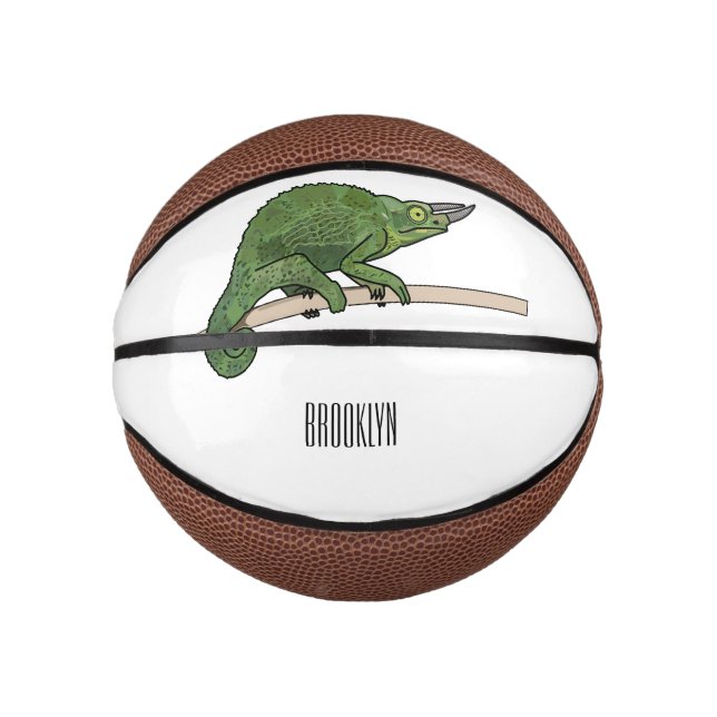 Mini Balón De Baloncesto Ilustracion chameleon personalizado de Jackson (Anverso)