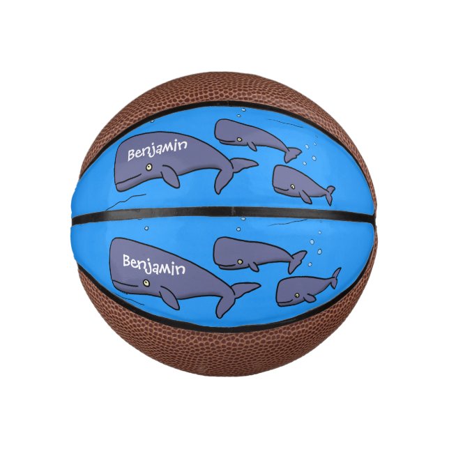 Mini Balón De Baloncesto Ilustracion de ballenas personalizados migratorias (Anverso)