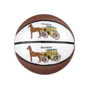 Mini Balón De Baloncesto Ilustracion de caballos y carruajes reales