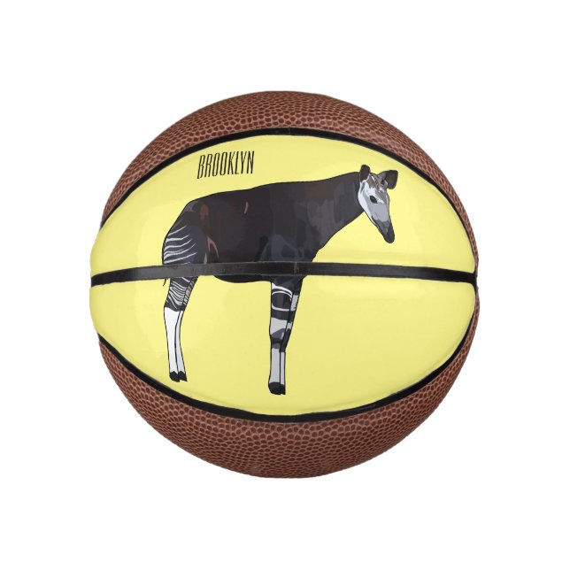 Mini Balón De Baloncesto ilustración de dibujos animados de okapi (Anverso)