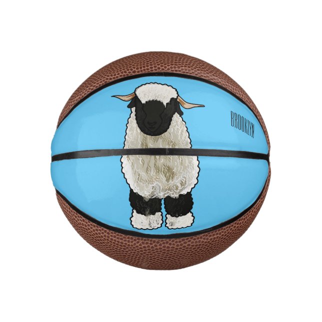 Mini Balón De Baloncesto Ilustración de dibujos animados de oveja Valais Bl (Anverso)