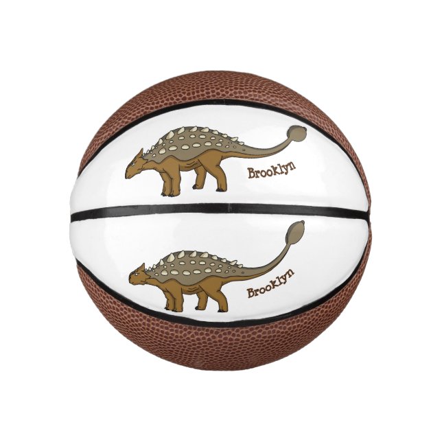 Mini Balón De Baloncesto Ilustracion de dinosaurios blindados de Ankylosaur (Anverso)