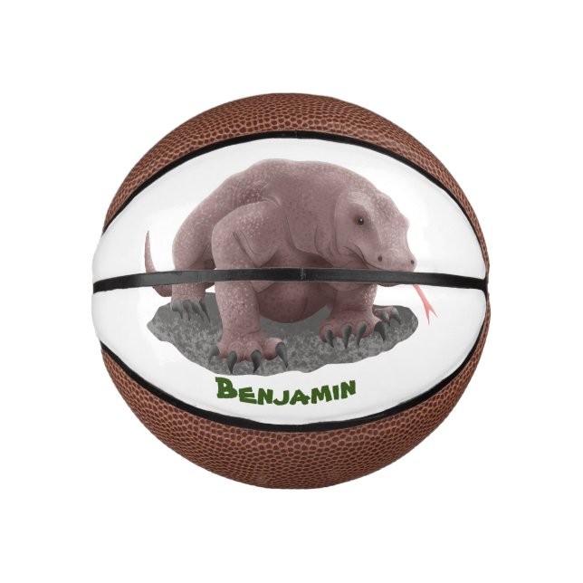Mini Balón De Baloncesto Ilustracion de dragón de Komodo (Anverso)