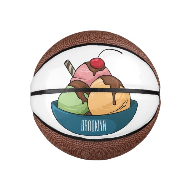 Mini Balón De Baloncesto Ilustracion de helado personalizado (Anverso)