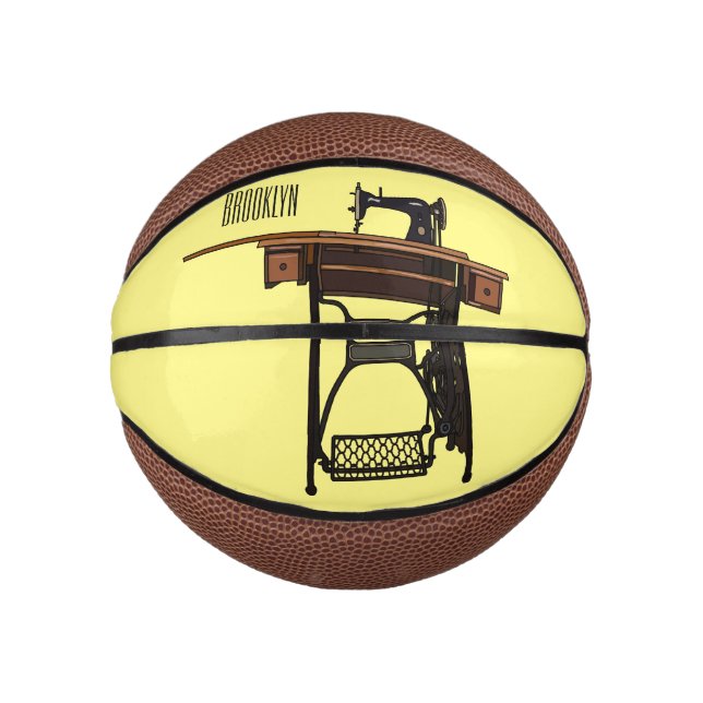 Mini Balón De Baloncesto Ilustracion de máquina de coser personalizado (Anverso)