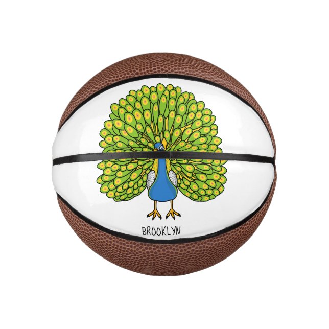 Mini Balón De Baloncesto Ilustracion de pájaro pavo real (Anverso)