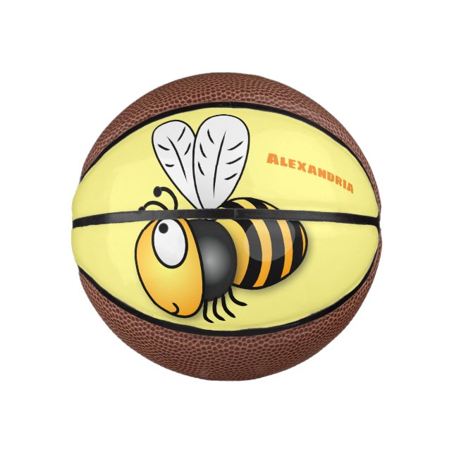 Mini Balón De Baloncesto Ilustracion de personalizado de abejas alegres (Anverso)