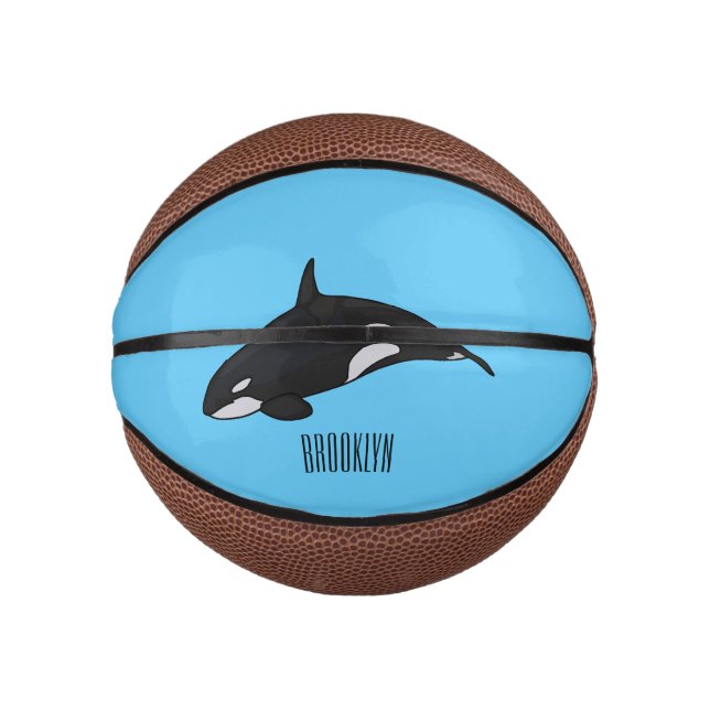 Mini Balón De Baloncesto Ilustracion de personalizado de ballenas asesina (Anverso)