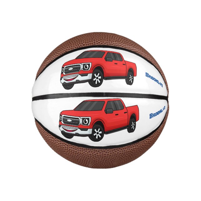 Mini Balón De Baloncesto Ilustracion de personalizado de camioneta roja (Anverso)