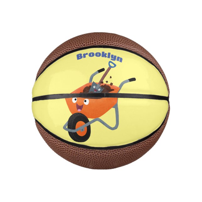 Mini Balón De Baloncesto Ilustracion de personalizado de carretilla naranja (Anverso)