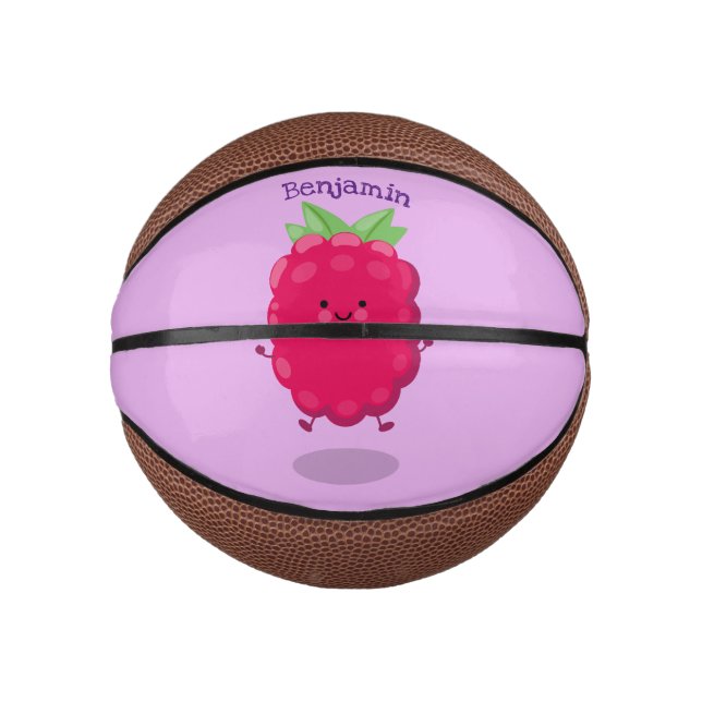 Mini Balón De Baloncesto Ilustracion de personalizado de frambuesa alegre (Anverso)