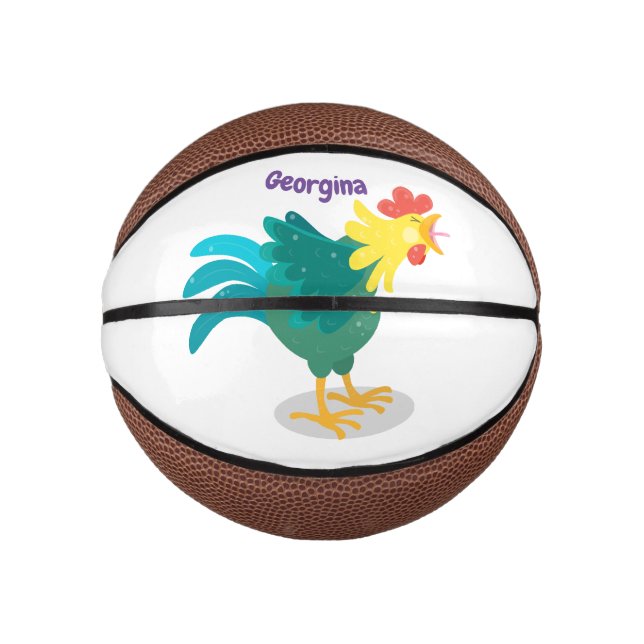Mini Balón De Baloncesto Ilustracion de personalizado de gallo de entrego g (Anverso)